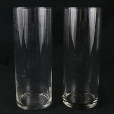 Lot of 2 Clear Glass Vases 9" Tall Flower Vases Terrariums Crafts Decor