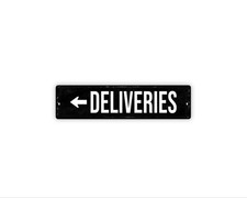 Deliveries Arrow Sign Metal Wall Decor for Business Entrance, Directional Shippi