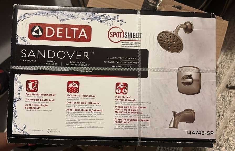 Delta Sandover Tub & Shower Faucet Set SpotShield H2Okinetic