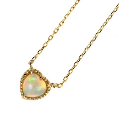 ETE K10YG heart cabochon opal pendant necklace - Auth free shipping from Japan-
