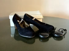 Gallardo Vintage Cubano Heel Black Flamenco Shoes w/ Ebony Castanets, sz 9