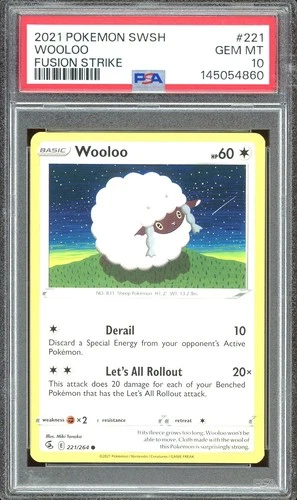 Pokemon TCG Sword & Shield Fusion Strike #221 Wooloo PSA 10