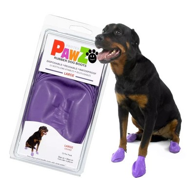 2 PAck Pawz Rubber Dog Boots Large Purple 12 per pack