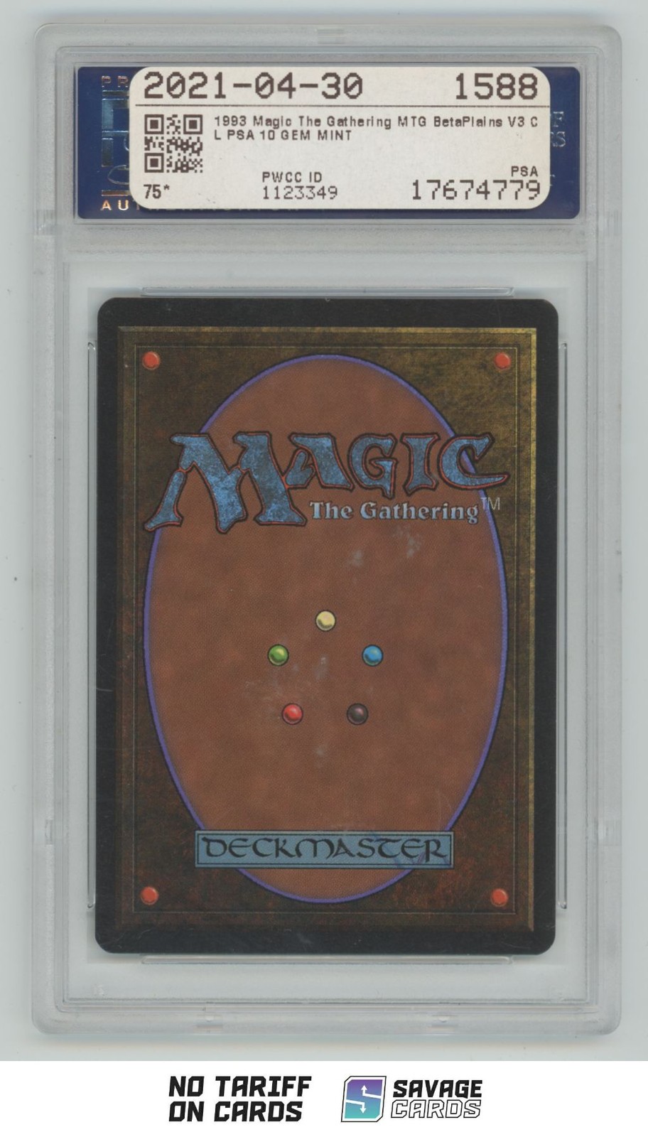 1993 Magic The Gathering Beta Plains PSA 10 view 2