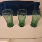 Coca-Cola Glasses, Green, vintage, rare, Set of 3 NEW 1970s McDonalds