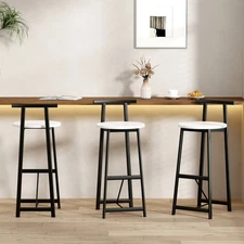 Set of 3 Metal Bar Stools Kitchen Island Bar Chairs Counter Height Dining Chairs