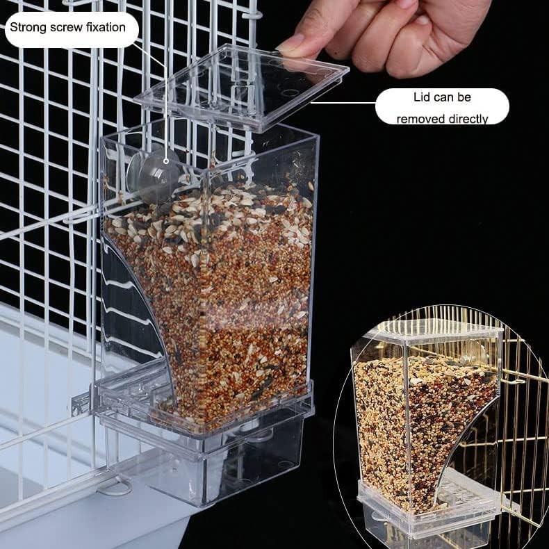 "Automatic Bird Feeder,No_Mess Bird Feeder for Cage,Transparent Food Container..