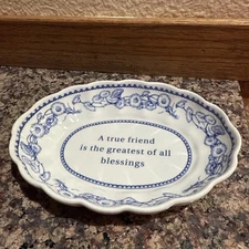 Spode Blue Room  Oval A True Friend Is The Greatest Of All Blessings  Dish
