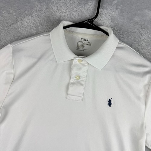 Polo Ralph Lauren Performance Polo Shirt Boys Large White Tech Golf Wicking