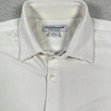 Mizzen + Main Shirt Men M Trim Fit Spinnaker Performance Button Front Off White
