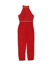 VIRGOS LOUNGE Womens Sleeveless Jumpsuit UK 12 Medium  Red AW02