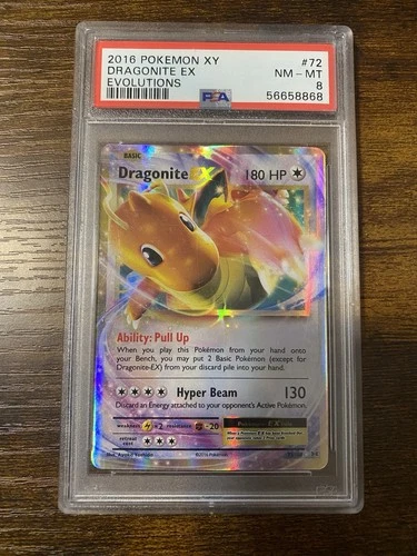 2016 POKEMON XY EVOLUTIONS 72 DRAGONITE EX | PSA 8