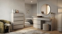 Kommode Spiegel Hocker Beige Modern Edel Schminktisch