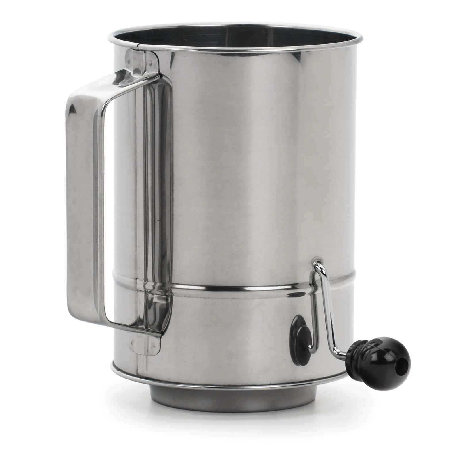 RSVP International Endurance Stainless Steel Crank Style Flour Sifter, 5 Cup