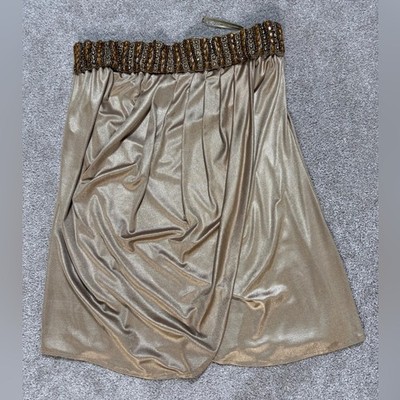 Cache Metallic Gold Strapless with Beaded Detailing Size Medium