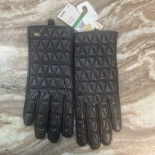 NEW Michael Kors Quilted Leather Touchscreen Gloves Black Designer Gloves L