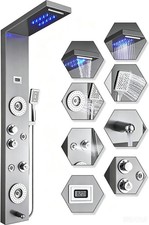 Stainless Steel Shower Panel Tower System,LED Rainfall Waterfall Shower Head 6-F