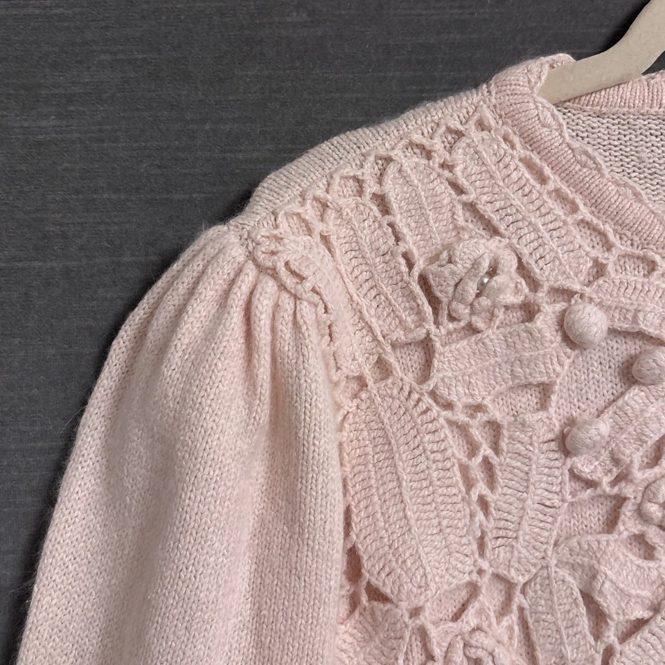 Suéter Vintage Jaclyn Smith M Rosa Angora Lana de Cordero Seda Cabaña Femenino Años 90 Foto 4 de 4