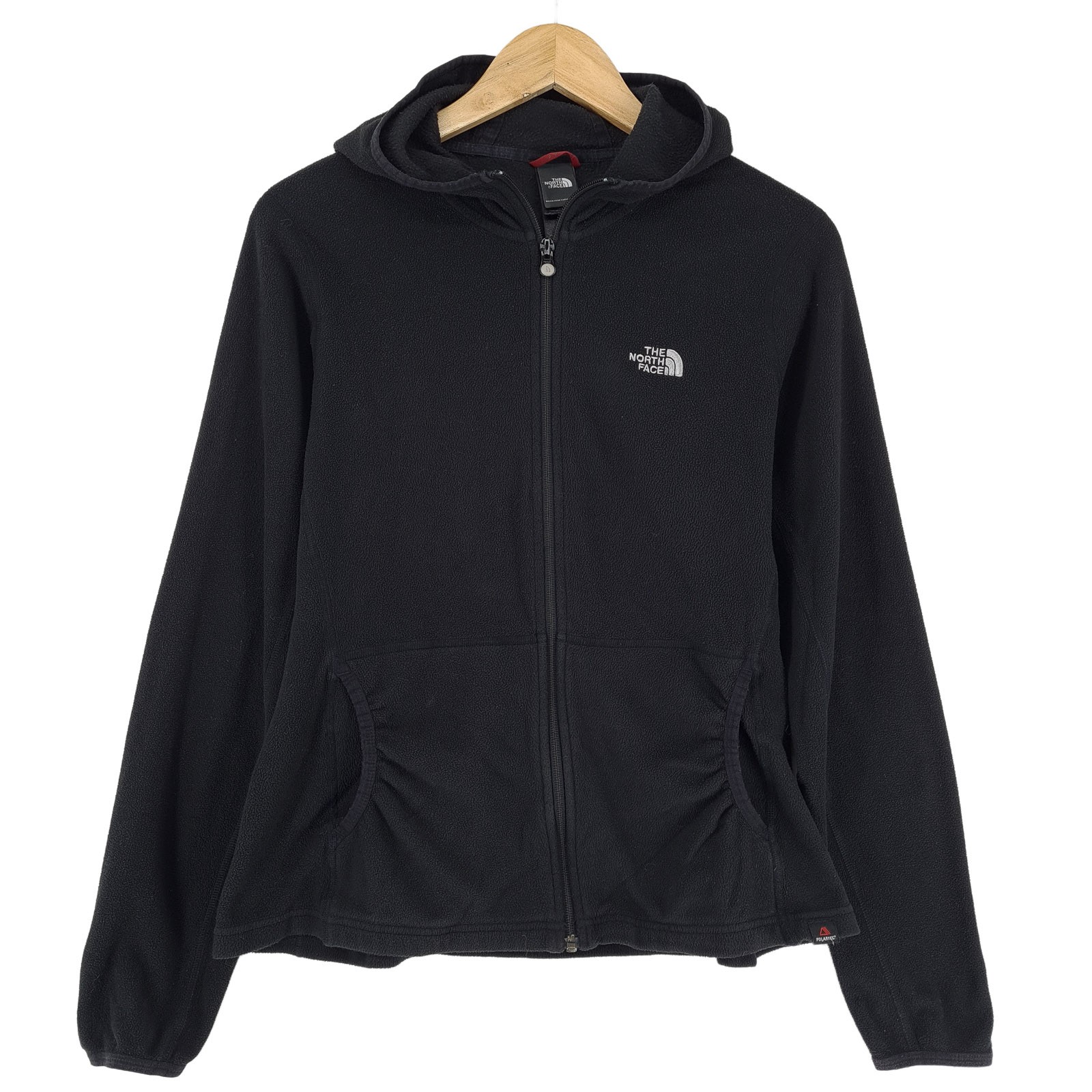 The North Face Fleece Jacket Black Hooded Microfleece Zip Up Women Tf2 Size M