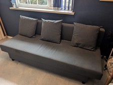 3 seat IKEA Älvdalen sofa opens to double bed, storage & sealed cusions, grey