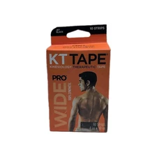 KT Tape Pro Wide Strips 10 Precut 10 Inch Black Support for Muscles and Joints