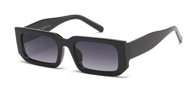 Womens Fashion Square Sunglasses Black Frame Gray Lens Gradient UV400 Plastic