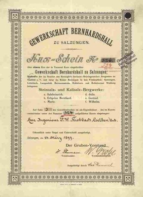 Gewerkschaft Bernhardshall 1899 Salzungen Meiningen Langenfeld Leimbach Saalfeld