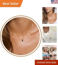 Diamond Necklaces for Women 14K Gold Plated Emerald Birthstone Necklace for W...