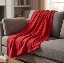 Fleece Blanket Throw 180cm x 140cm Red