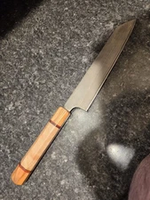 9-1/4 Inch Kiritsuke Suminagashi Clad Vg10 With Flame Birch Handle With Olive...