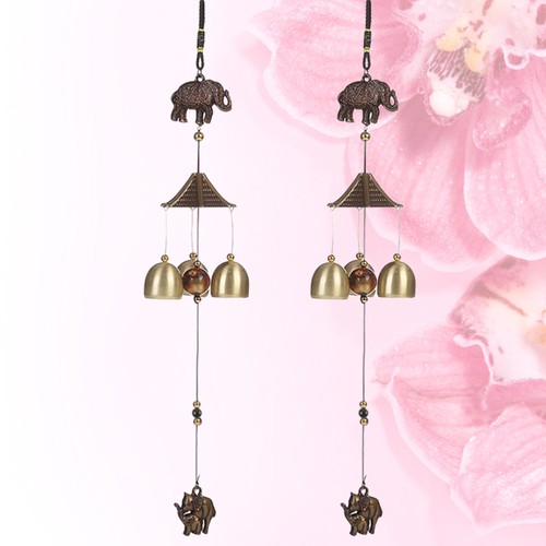 2 Pcs Elephant Windchime Outdoor Ornaments Hanging Pendant Bells - Picture 7 of 12