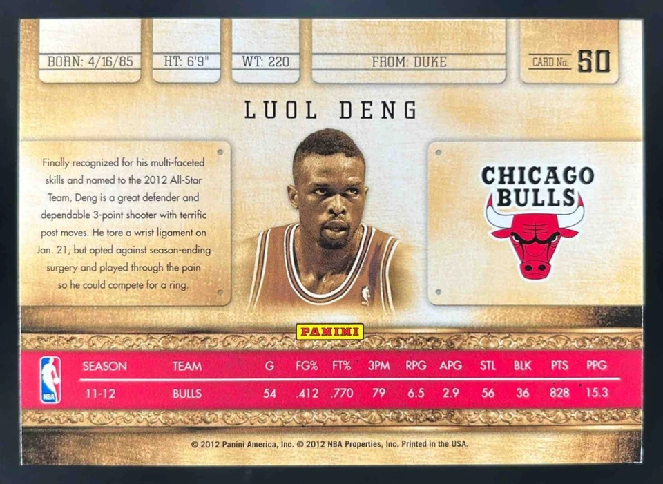 2011-12 Panini Gold Standard #50 Luol Deng Platinum /10 - Image 2 of 4