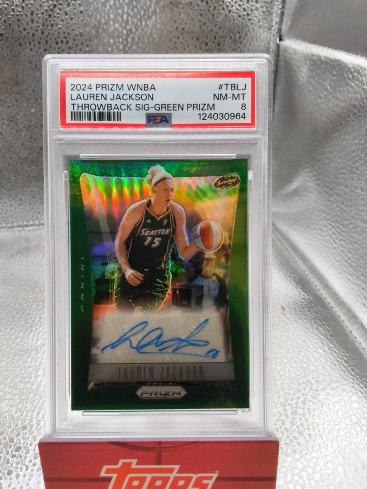 2024 Prizm Wnba Green Lauren Jackson Throwback Auto Psa 8 view 1