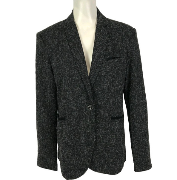 Shein Blazer Black Size M 10 White Fleck Single Button Lined Pockets Business