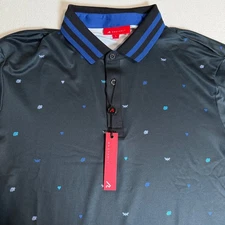 REDVANLY Langham Polo Shirt Men's L Large Black Blue Tuxedo Athletic Luxury Golf