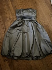 David’s Bridal Dress Size 8 Metallic Grey Strapless Puffy Bell Bottom Formal