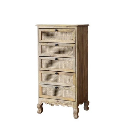 Schubladenkommode WIENER Geflecht Massivholz Antik Design Schnitzerei Landhaus - Bild 1 von 4