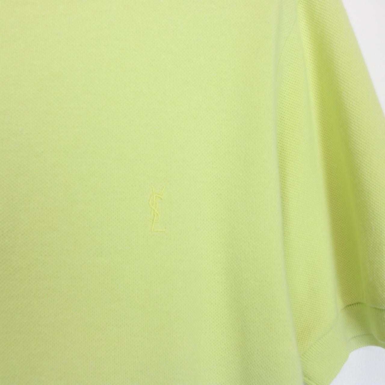 Polo vintage anni 80 Yves Saint Laurent verde lime manica corta spellout