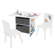 Joyz Tavolino con sedie per bambini in legno con 2 scatole mobili per stanzina