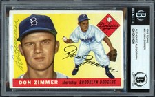 Don Zimmer Signed 1955 Topps RC 92 Brooklyn Dodgers Beckett #13610050