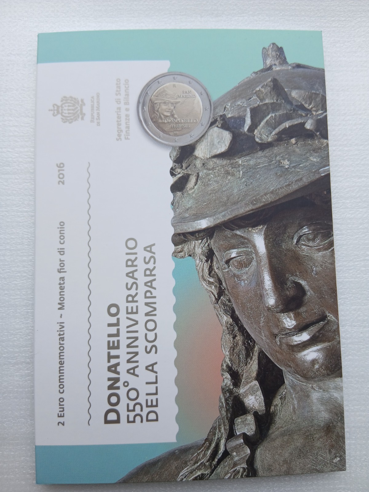 2€ Commémorative Saint Marin 2016. Donatello. NEUVE 