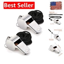 Stainless Steel Whistle with Lanyard, Very Loud Sports Whistle, Perfect for R...