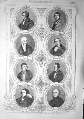 Original alter antiker Druck 1857 Akademiker Ross Dyce Roberts Foley Hook Frost