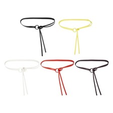 Adjustable Round Metal Belt Faux Leather Strap For Casual Outfits