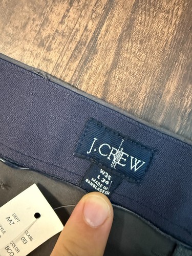 J.CREW Tech Pants Mens Athletic Fit 35x34 Grey Stretch Performance Chino Trouser - Picture 3 of 9