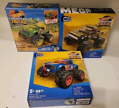 Mega Hot Wheels Monster Trucks: GUNKSTER/V8 BOMBER/RACE ACE -  3 Set Bundle NEW
