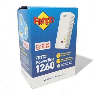 AVM FRITZ!Powerline 1260 Single-Adapter (1.200 MBit/s, WLAN-Access Point) - NEU