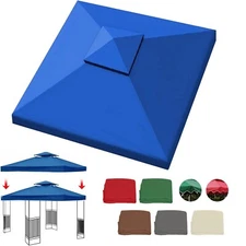 10'x10' Waterproof Gazebo 2 Tier Top Replacement Canopy UV Sunshade Patio Cover