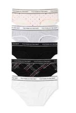 VICTORIAS SECRET 5-Pack Logo Cotton Hiphugger Panties Size XL, M, S B3-6