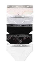 VICTORIAS SECRET 5-Pack Logo Cotton Hiphugger Panties Size XL, M, S #B3-6